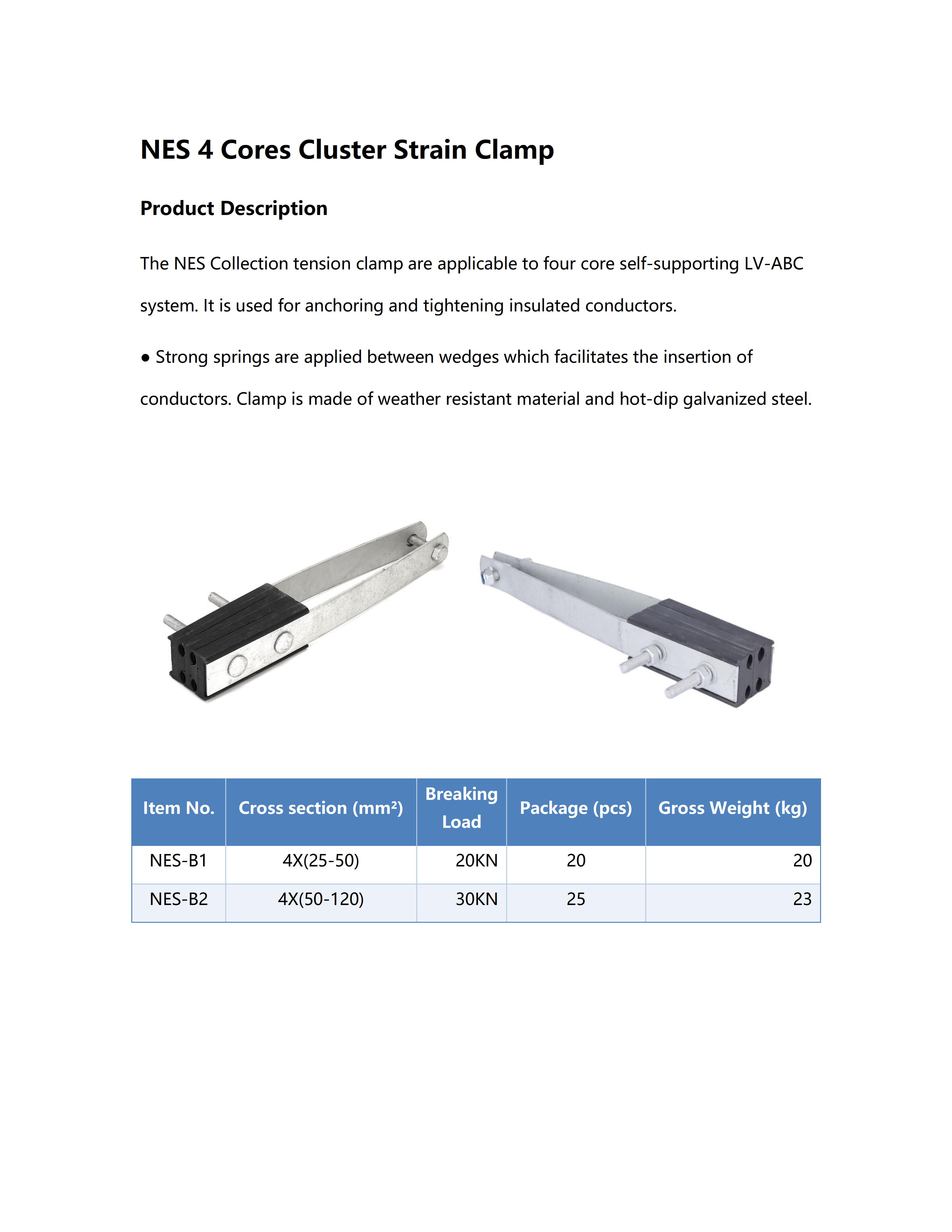 NES-B2 4 Cores Collection Strain Clamp detail 1